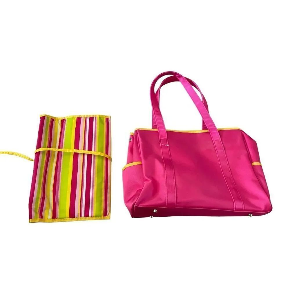Liz Lange Maternity Neon Striped Bag Baby Tote Changing Mat